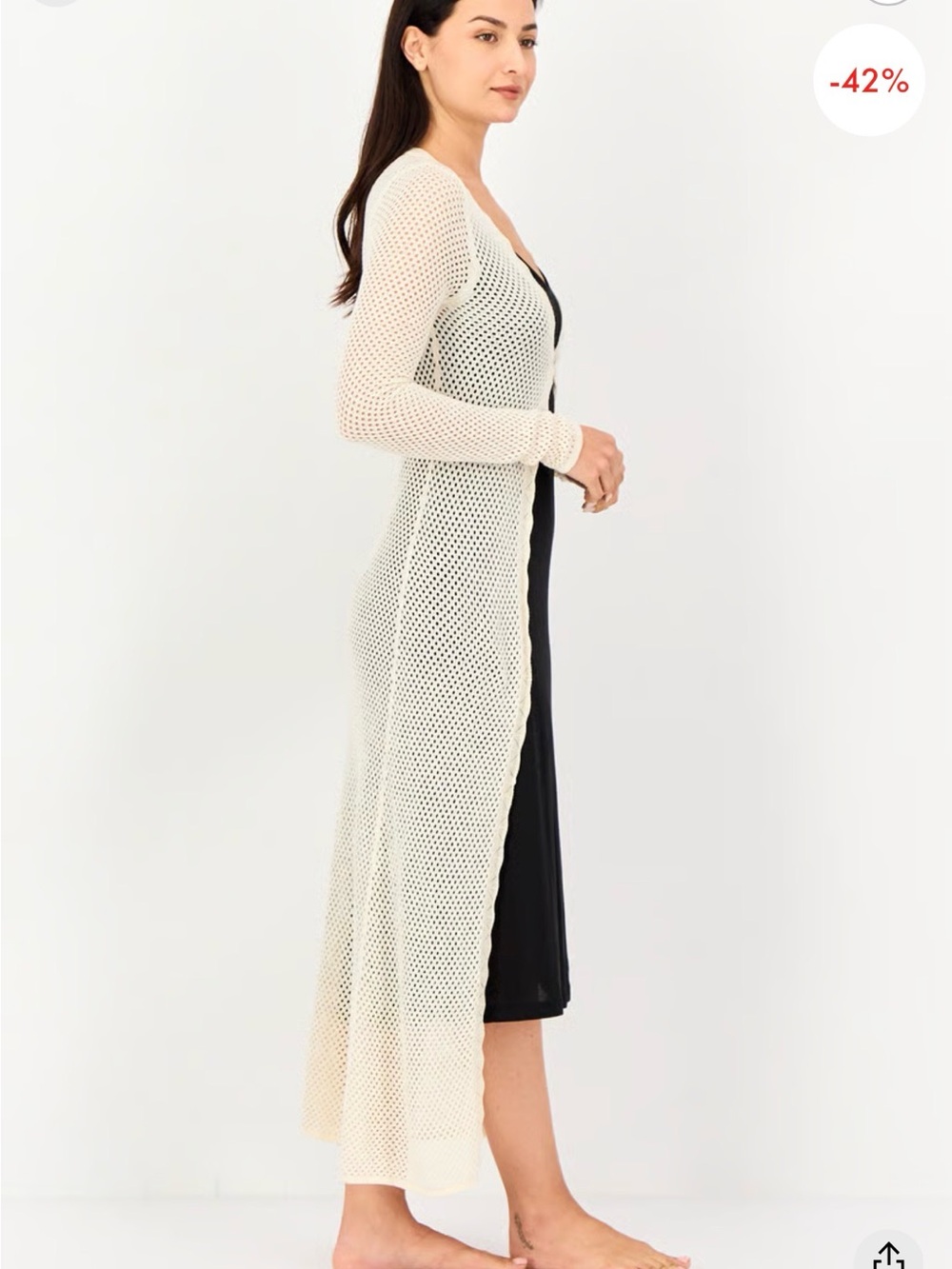 American Eagle Outfitters Long Cream Knit Cardigan